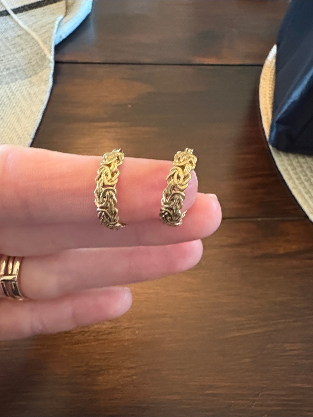 Gold  plated over sterling silver Braided Hoop Earrings -handmade in Turkey